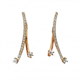 Серьги из золота красного с белым цвета с цирконом 01-200267207