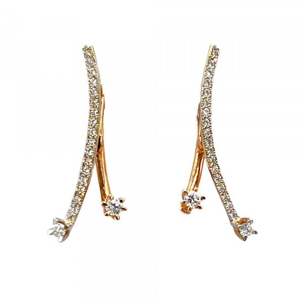 Серьги из золота красного с белым цвета с цирконом