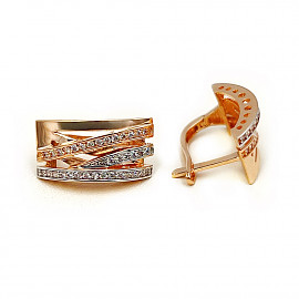 Серьги из красного с белым золота с цирконом 01-200547107