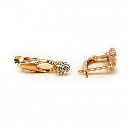 Серьги из золота красного цвета с цирконом 01-200589907