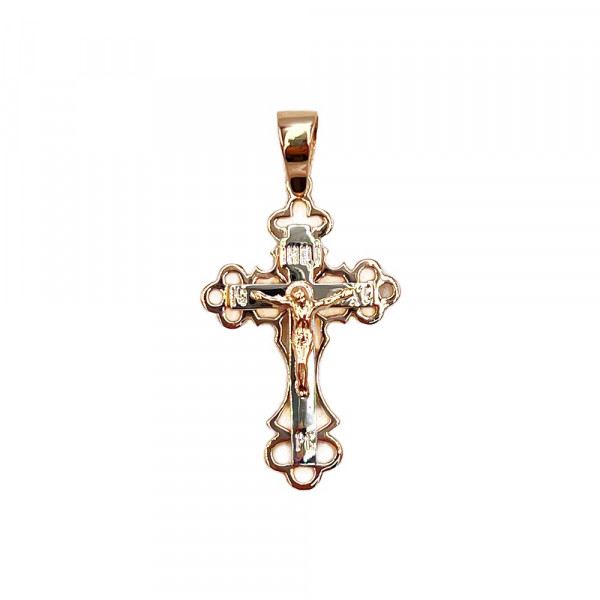 Золотой крестик в красном с белым цвете