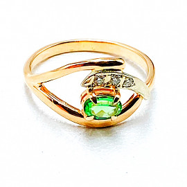 Каблучка з золота у червоному з білим кольорі з білими діамантами та цирконом 01-200779907