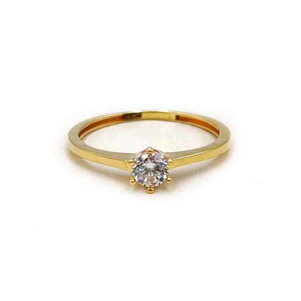 Каблучка з жовтого золота з цирконом