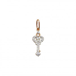 Кулон з золота червоного з білим кольору з цирконом 01-200825107