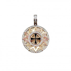 Кулон з золота червоного з білим кольору з цирконом 01-200837007