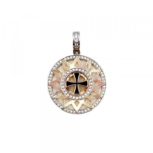 Кулон з золота червоного з білим кольору з цирконом