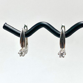 Золоті сережки у білому кольорі з білими діамантами 01-200867907