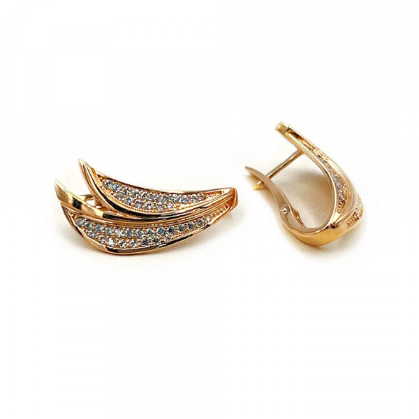 Сережки з золота червоного кольору з цирконом