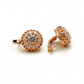 Серьги из красного золота с цирконом 01-200923007