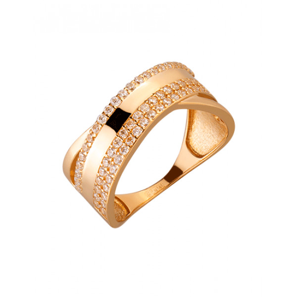 Кольцо из золота красного цвета с цирконом