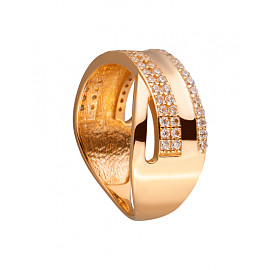 Кольцо из золота красного цвета с цирконом