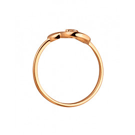 Золотое кольцо красного цвета с цирконом «Сердце»