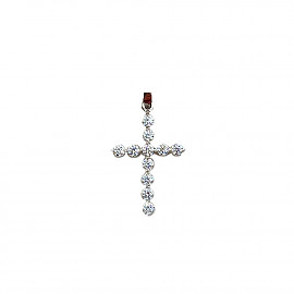 Золотой крестик в белом цвете с цирконом 01-200162608