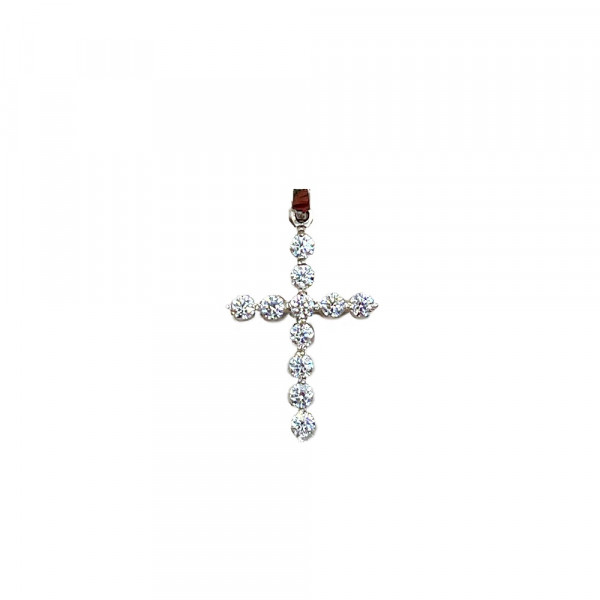 Золотой крестик в белом цвете с цирконом