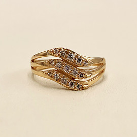 Золотое кольцо в красном цвете с цирконом 01-200322208