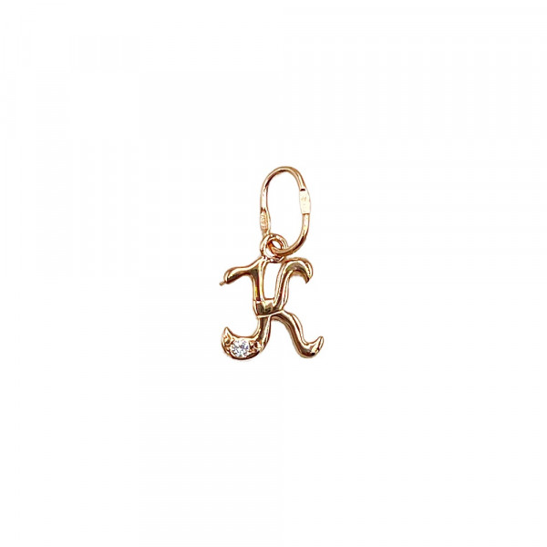 Золотий кулон червоного кольору з цирконом «Літера К»