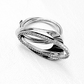 Кольцо из золота белого цвета с белыми бриллиантами 01-200779908