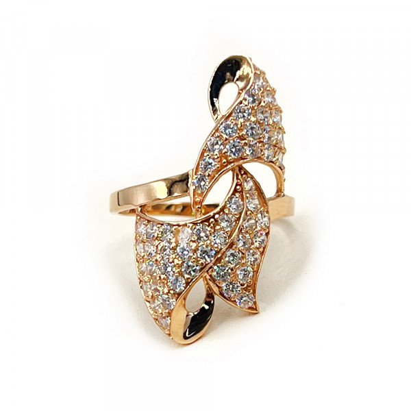 Каблучка з золота у червоному кольорі з цирконом