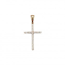 Золотой крестик в красном цвете с цирконом 01-200872408