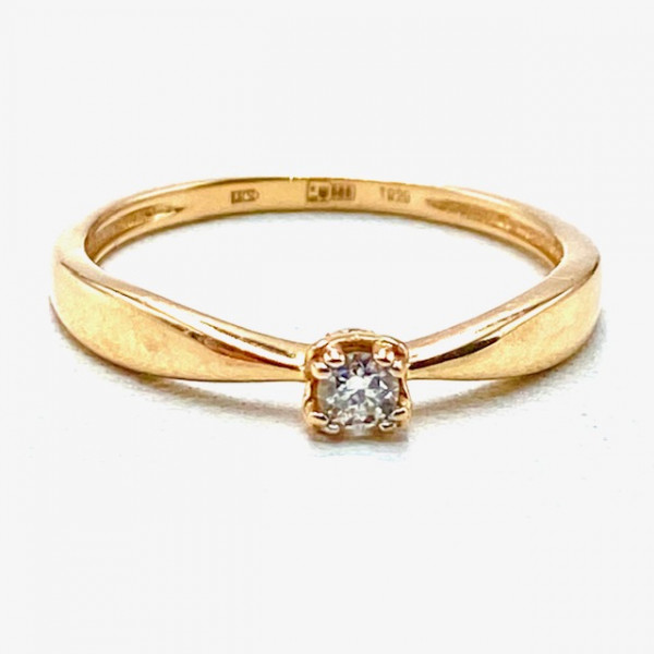 Золота каблучка з жовтим діамантом