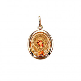 Золотой кулон красного цвета с эмалью 01-200905008