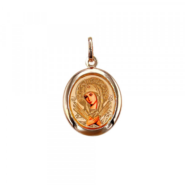 Золотий кулон червоного кольору з емаллю