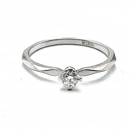 Золотое кольцо в белом цвете с желтым бриллиантом 01-200915108