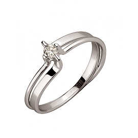 Каблучка з золота білого кольору з жовтим діамантом 01-200160009