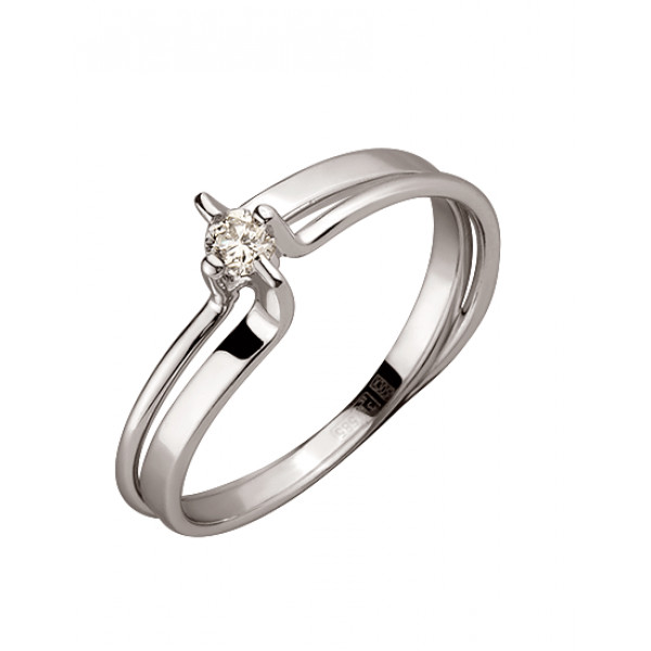 Каблучка з золота білого кольору з жовтим діамантом