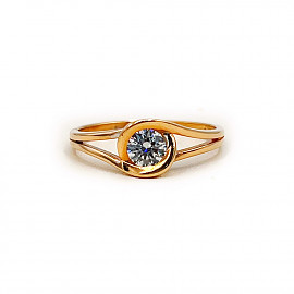 Золота каблучка червоного кольору з цирконом 01-200177309