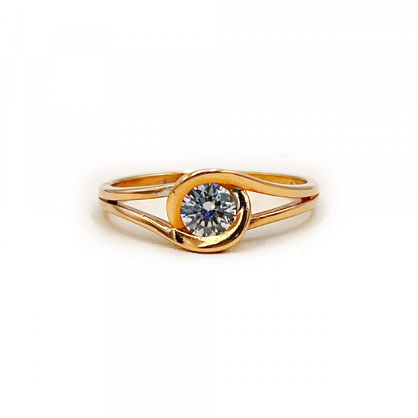 Золота каблучка червоного кольору з цирконом