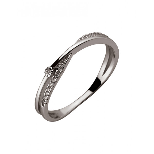 Золотое кольцо белого цвета с цирконом