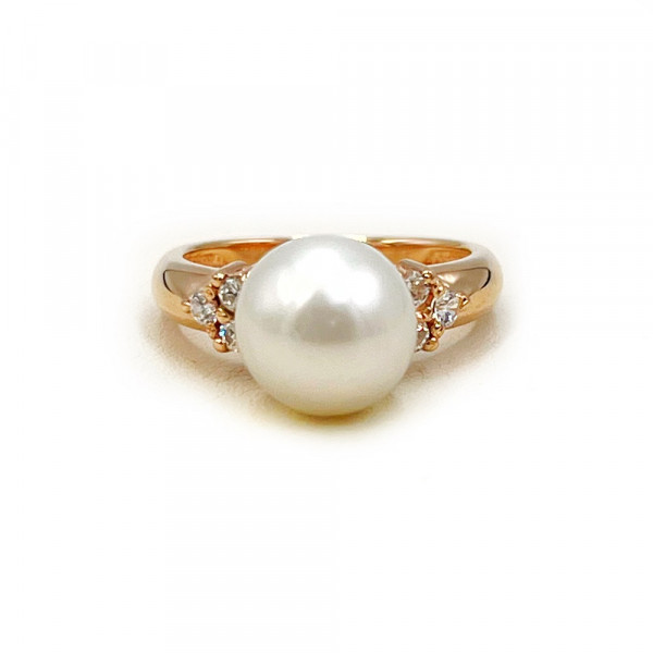 Кольцо из золота красного цвета с жемчугом и цирконом