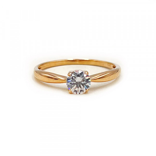 Кольцо из золота красного цвета с цирконом