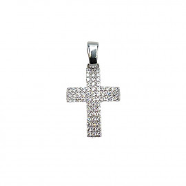Крестик из белого золота с цирконом 01-200847309