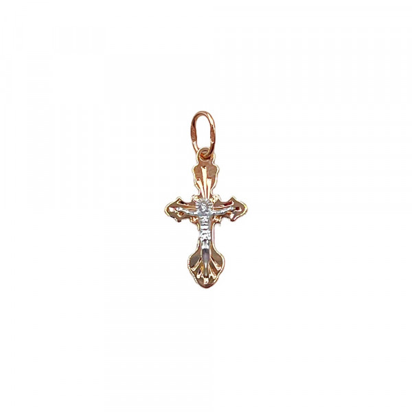 Золотой крестик в красном с белым цвете