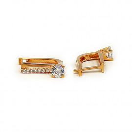 Сережки з золота червоного кольору з цирконом 01-200865609