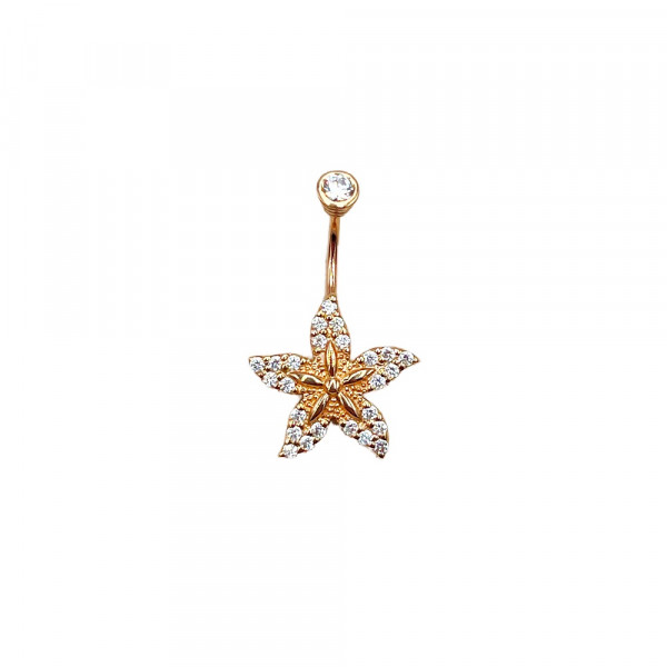 Золотий пірсинг червоного кольору з цирконом