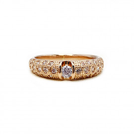 Золотое кольцо в красном цвете с цирконом 01-19097210