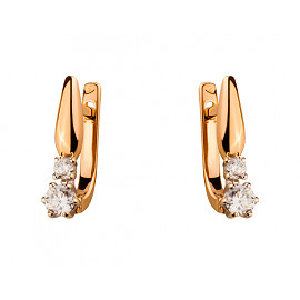Сережки з золота у червоному з білим кольорі з цирконом 01-19131710
