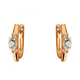 Серьги из золота красного цвета с цирконом 01-19293810