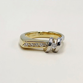 Кольцо из золота с белым и желтыми бриллиантами 01-200040810