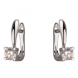 Сережки з золота білого кольору з цирконом 01-200041310