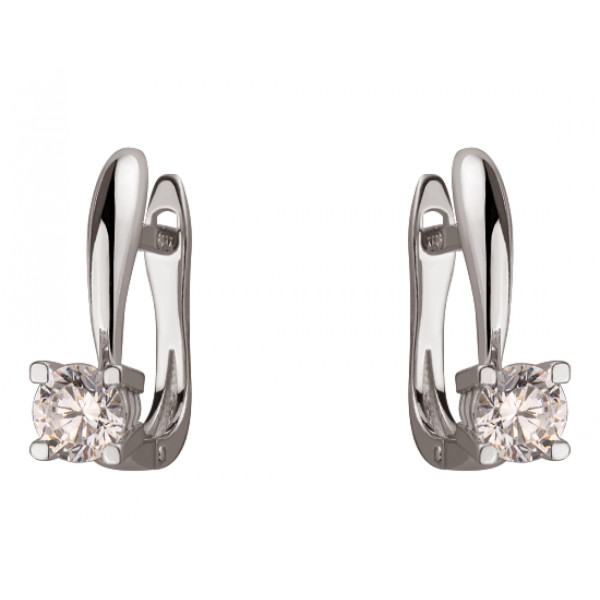 Сережки з золота білого кольору з цирконом