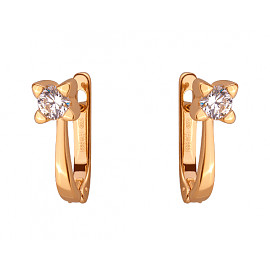 Серьги из красного золота с цирконом 01-200055210
