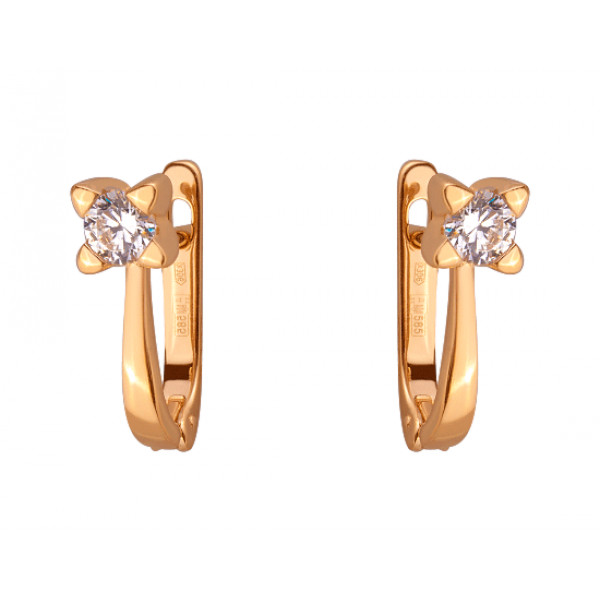 Серьги из красного золота с цирконом