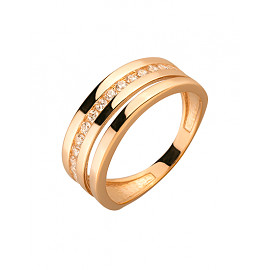 Кольцо из красного золота с цирконом 01-200111910