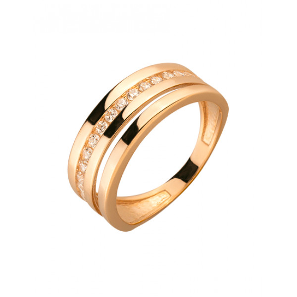 Кольцо из красного золота с цирконом