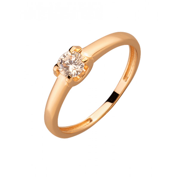 Каблучка з червоного золота з цирконом