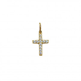 Крестик из золота желтого цвета с цирконом 01-200155410